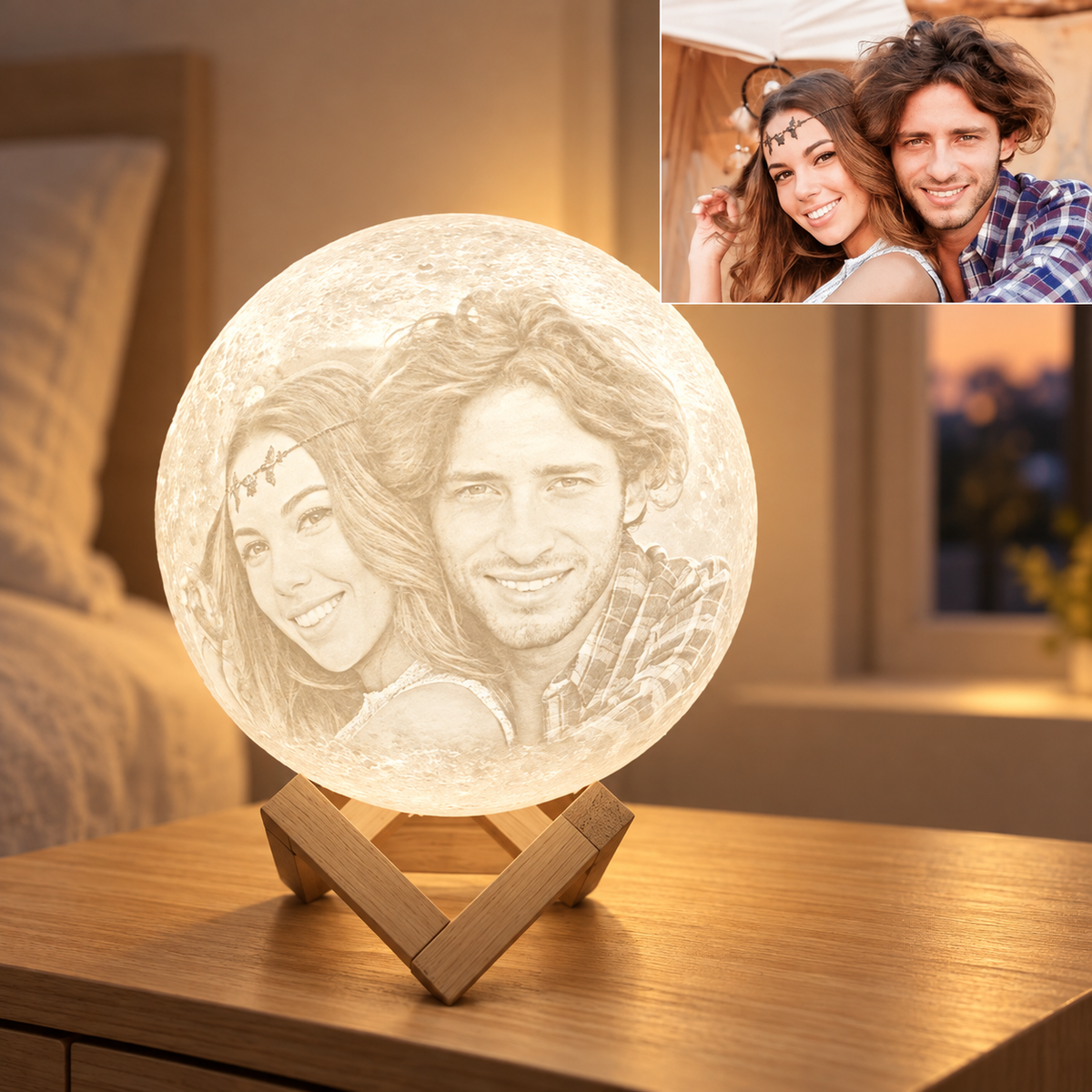 Lampe Lune Photo Personnalisée – Votre photo et votre texte