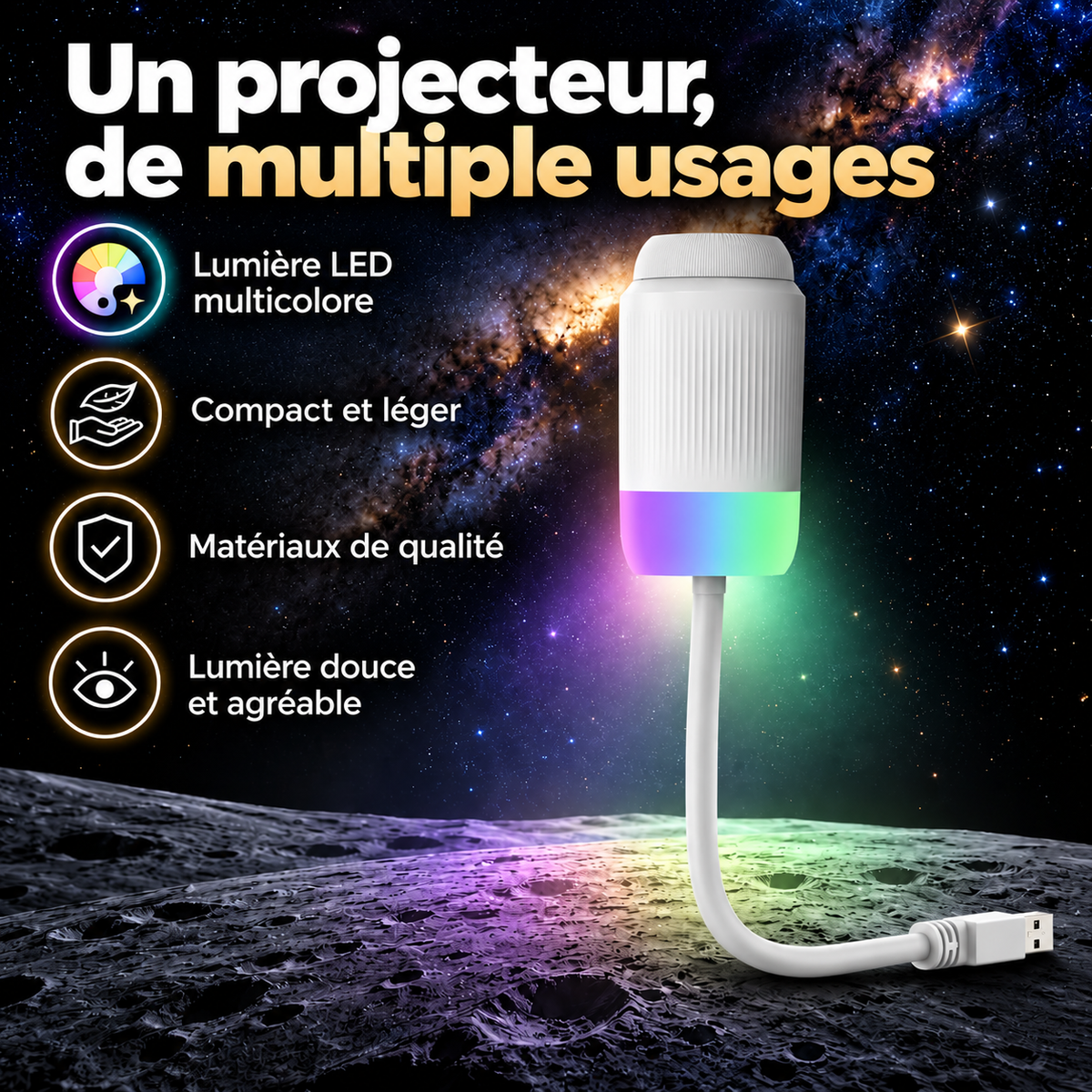 Alandra - Projecteur galaxie + LED d'ambiance
